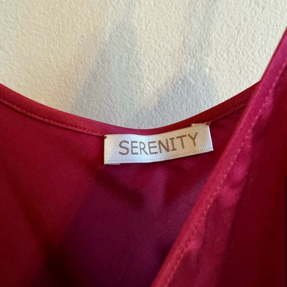Gorgeous Deep RED Sand-washed Silk dress. Size XL. - Picture 3 of 6
